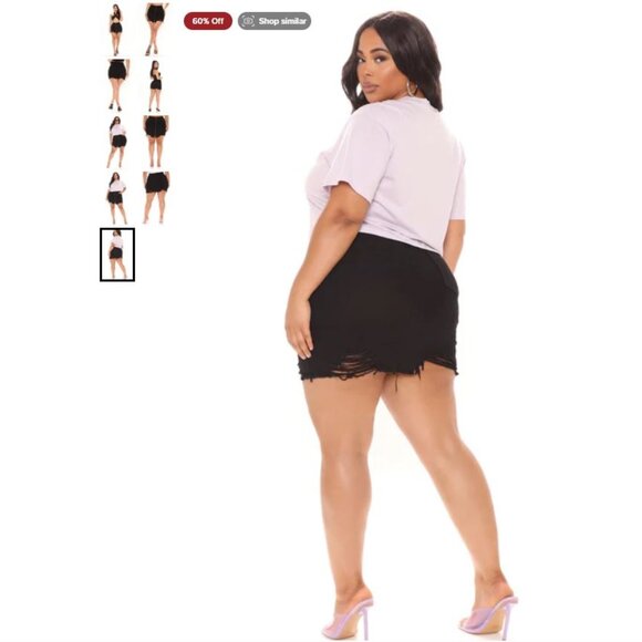 Fashion Nova Curve - In The Rough Distressed Mini Skirt - Black - Size 3X - Picture 3 of 5